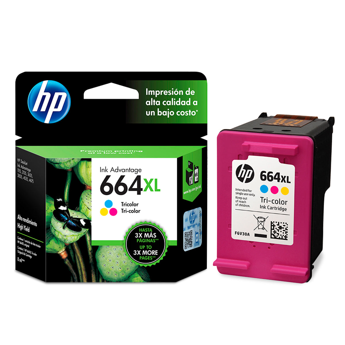 CARTUCHO HP 664 XL COLOR F6V30AL