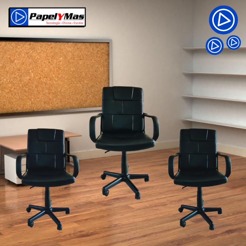 Silla Semi Ejecutiva de cuero con base plastica AD-0515D / 60D